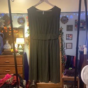 Soft Jersey fabric, Olive Green, Sleeveless Dress